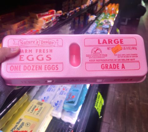 A dozen large eggs for the price of $4.19 in the supermarket.