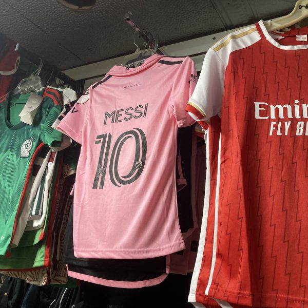 Messi’s Inter Miami’s home kit for for the 2022-2023 season is popular in soccer shops all over New York City.
