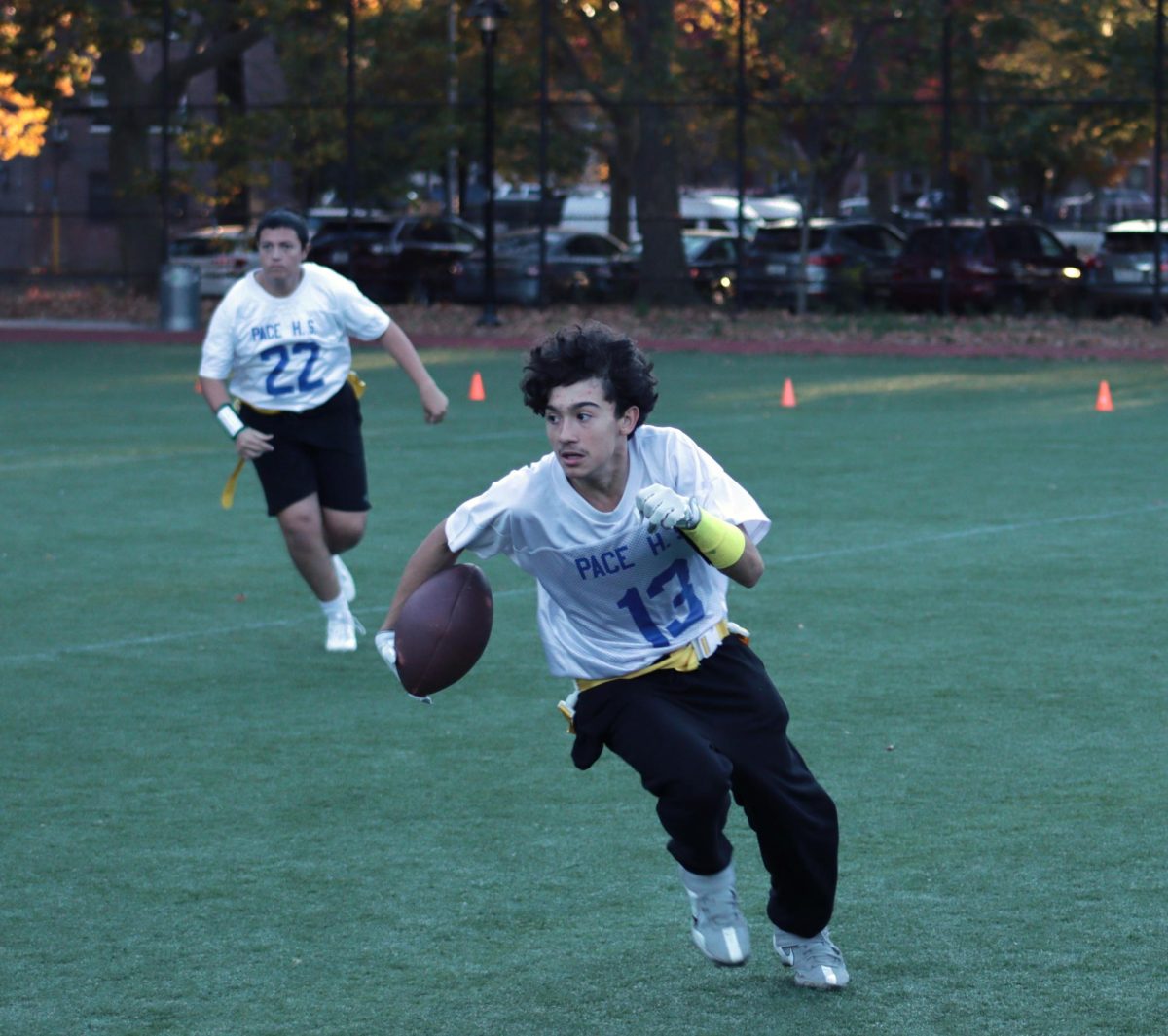 Jeffrey Perez (#13) carries ball against MESA.