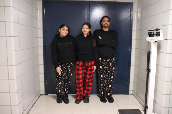 Kaitlyn Pellot, Isabella Berg and Matthew Stamoulis, all juniors, actually participated in Spirit Week on Pajama Day.