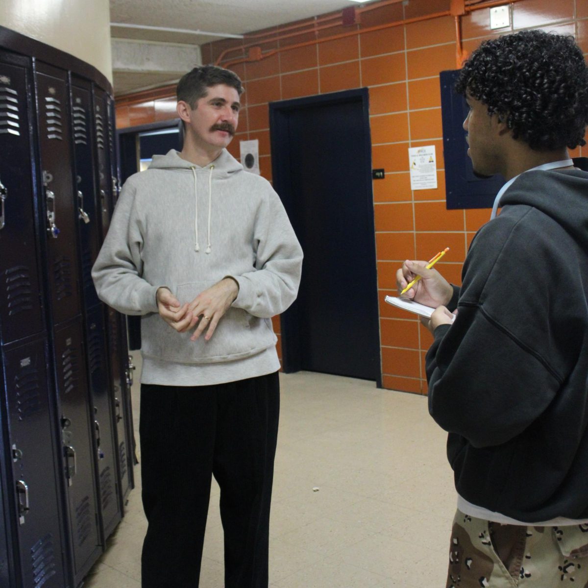 Pacer journalist Alexavier Kerr interviews Mr. Pettersen.