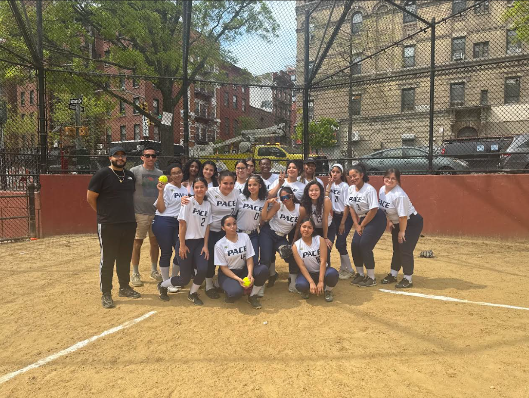 The girl's softball team before playing against the School of Future at Coleman Field.
