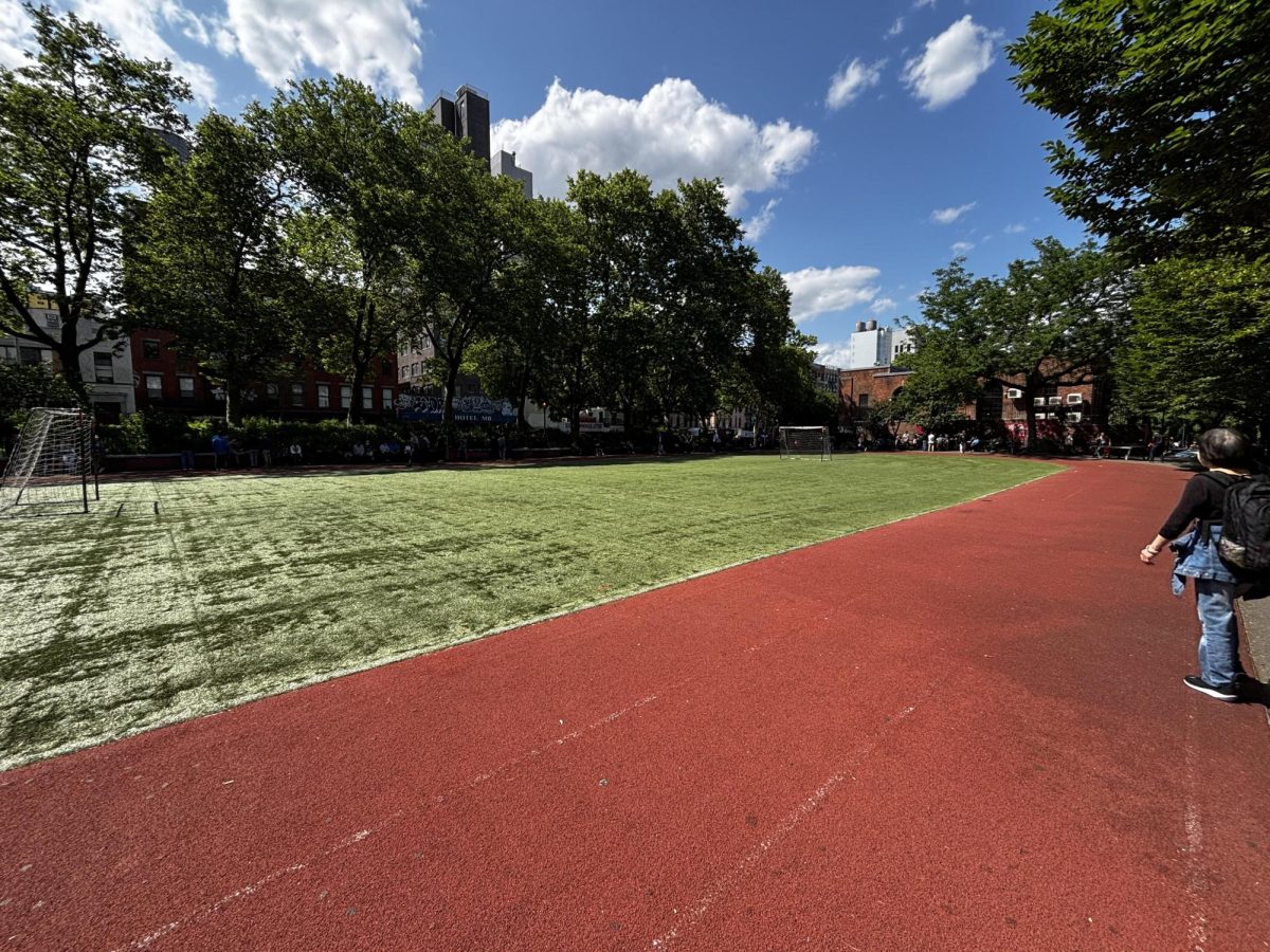 The track and field at Sara D. Roosevelt Park next to Pace High School.