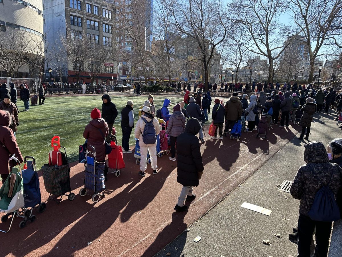 The back of the line while it's still growing