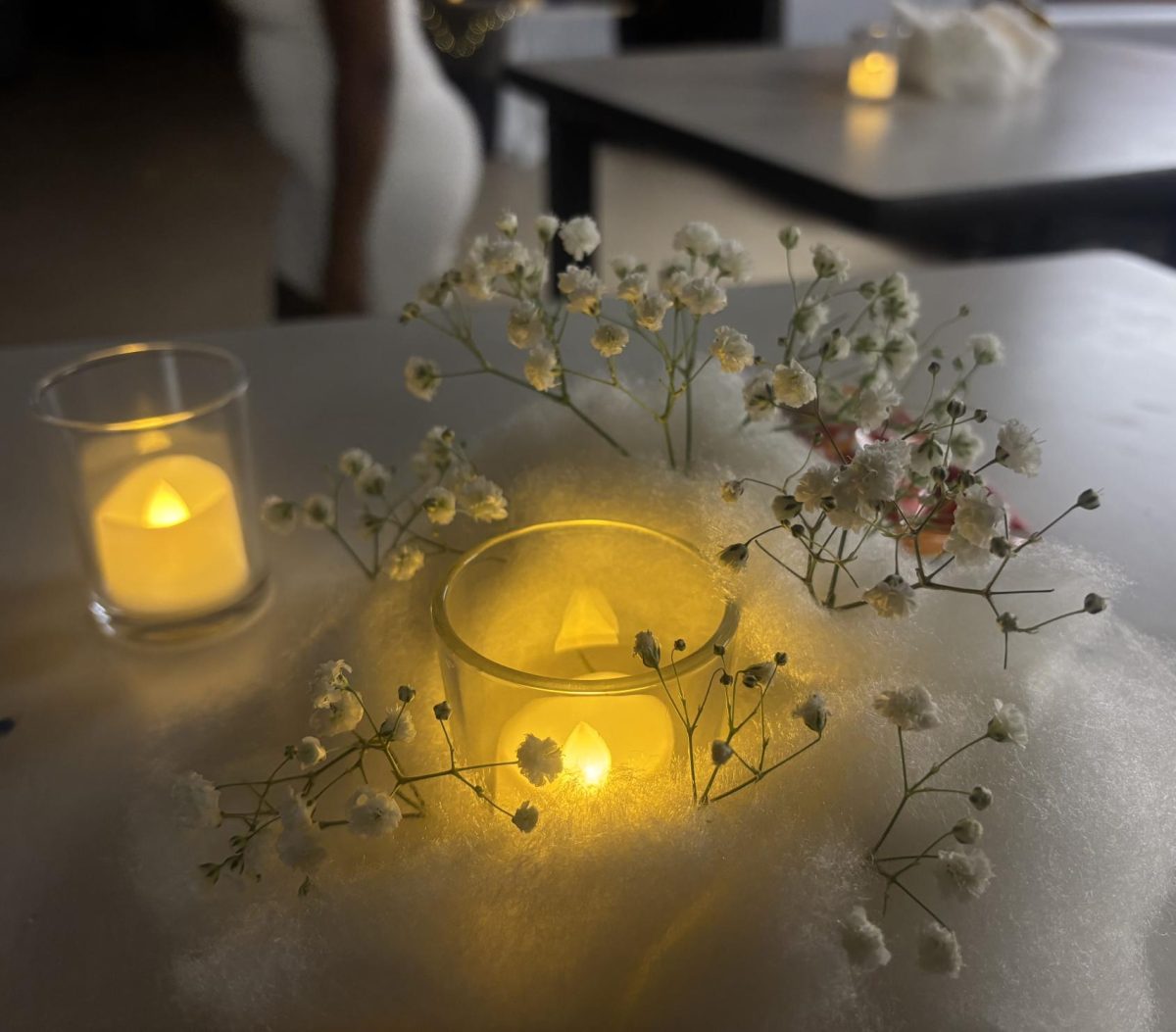 Table decorations set up by the Senior Committee