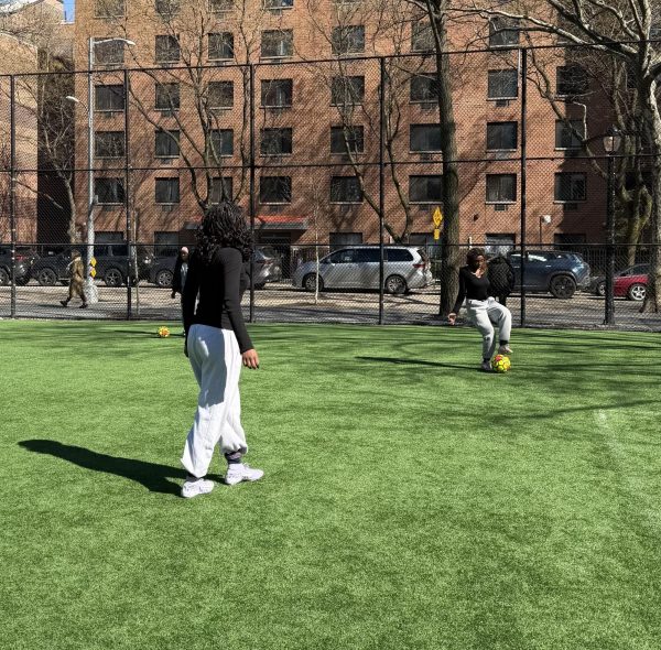 Naeemah and Alexis during outside soccer practice.